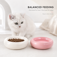 Mangkuk Keramik Bentuk Donat Lapis Kilap 15.5cm 200ml Mangkuk Makan Kucing Anjing Kecil Warna Logo Kustom Grosir OEM ODM
