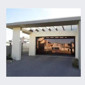 Porte de <span class=keywords><strong>garage</strong></span> sectionnelle en acier isolé à glissière automatique 9x8 pieds 16x7 16x8 pieds Noir industriel Verre trempé miroir Industriel - Product Image 3