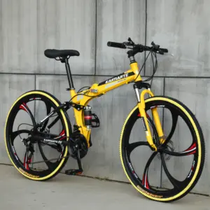 Venta al por mayor marco de bicicleta de carretera trek-Bicicleta de Montaña plegable con freno de disco doble, 21 velocidades, cuadro de acero al carbono