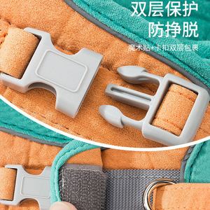 Harnais réglable pour animaux de compagnie, gilet pour petits chiens et chats, vert, orange, patchwork, double couche de protection, anti-évasion - Product Image 1