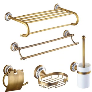 Porte-serviettes de salle de bain en cuivre noir, support pour serviettes de toilette, barre porte-serviettes, ensemble de quincaillerie de salle de bain - Product Image 2