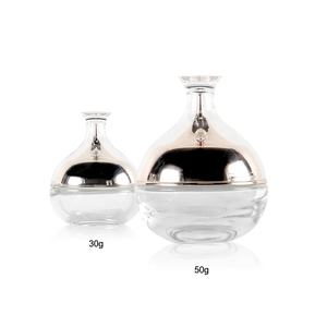 Custom Unique Shape Luxury 30ML 50ml Skincare Cream Lotion <b>Glass</b> <b>Bottles</b> with Metallic Cap - Product Image 6