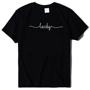 Chanceux imprimé <span class=keywords><strong>T</strong></span>-shirts drôle é<span class=keywords><strong>t</strong></span>é Blouse mode ample à manches courtes décontracté <span class=keywords><strong>Femme</strong></span> hauts coton <span class=keywords><strong>t</strong></span>-<span class=keywords><strong>shirt</strong></span> pour les femmes - Product Image 2