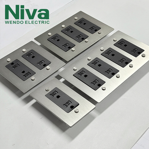 Interruptor de Pared Eléctrico Americano Personalizado, Placa de Latón Tipo 118, Panel Metálico Multifunción, Enchufe Doméstico de 2 Tomas 15A - Product Image 4