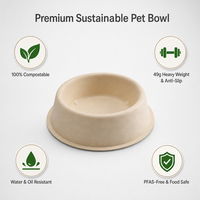 Bol d'alimentation durable en bagasse jetable pour animaux de compagnie, pour la maison, le chenil et les soins des animaux
