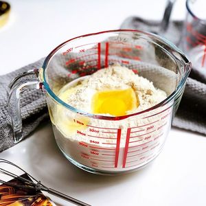 Vente directe d'usine Nouvelle conception Tasses à mesurer en <span class=keywords><strong>verre</strong></span> écologiques compatibles micro-ondes 250 ml Outil de pâtisserie de cuisine - Product Image 3