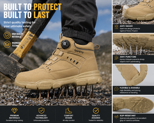 Chaussures de travail de sécurité imperméables pour hommes, avec embout en acier anti-écrasement, résistantes aux perforations, bottes de protection avec fermeture à cadran - Product Image 6