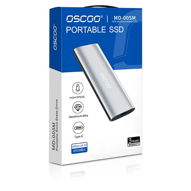 Oscoo Private Draagbare Externe Ssd Harde Schijf 1Tb 512Gb 256Gb Harde Schijf Type-C 3.1 Interface Voor Pc Laptop