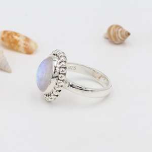 Rainbow Moonstone <b>Ring</b> Bezel Set Sterling Silver <b>Statement</b> Gemstone <b>Ring</b> Perfect June Birthstone Gift <b>for</b> <b>Women</b> Wedding Party - Product Image 4