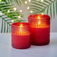 Lot de 2 bougies LED sans flamme en verre, bougies artificielles scintillantes télécommandées pour la décoration de la maison en période des fêtes