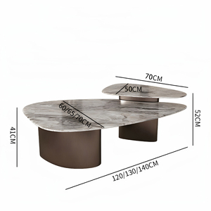 Tavolino <span class=keywords><strong>da</strong></span> Caffè Moderno e Semplice in Acciaio Inossidabile e Pietra Sinterizzata, Decorativo di Lusso Italiano per Soggiorno, Appartamento e Hotel - Product Image 6