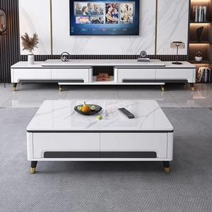 Meuble TV et Table Basse Combinés en Bois Massif, Meuble Mural Moderne Simple et Luxe Léger, Meuble TV Extensible pour la Maison - Product Image 2