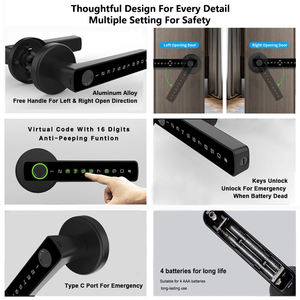 <span class=keywords><strong>Serrure</strong></span> de porte intelligente extérieure en aluminium noir, étanche, à batterie, avec empreinte digitale et code numérique, compatible Tuya, pour maison et <span class=keywords><strong>portail</strong></span> - Vente en gros - Product Image 5