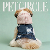 Dernier design de veste en jean pour chien, manteau d'hiver sans manches de luxe à la mode avec capuche