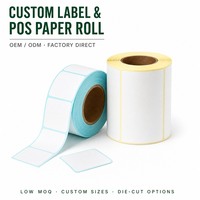 Rouleau d'étiquettes thermiques directes personnalisées, autocollantes, découpées, pour reçus de point de vente, impression de codes-barres, fournisseur en gros OEM/ODM