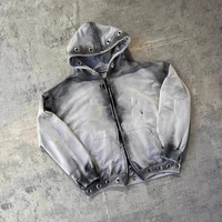 Sweat à capuche vintage épais à double fermeture éclair, personnalisé, double couche, effet vieilli, style streetwear – Fabricant