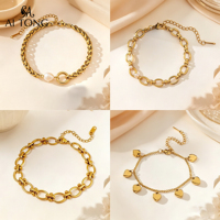Modernas Pulseras de Cadena con Eslabones de Acero Inoxidable Chapadas en Oro de 18K, con Forma de Estrella de Mar y Corazón, Multi Estilo, Elegantes, Resistentes al Agua, para Mujer, Regalo