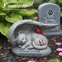 YHSOLAR Sculpture commémorative pour chat en résine de 6 pouces, motif aile d'ange et papillon, marqueur funéraire pour animal de compagnie dormant, pour jardin extérieur, pour la commémoration de la perte d'un animal