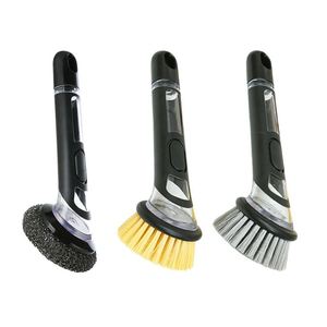 Wholesale Kitchen Dish <b>Scrub</b> <b>Brush</b> Soap Dispensing Dish <b>Brush</b> Long Handle Dishwashing <b>Brush</b> with Replaceable Heads - Product Image 2