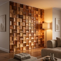 Panneaux muraux en bois massif en parquet naturel personnalisables, revêtement mural décoratif en bois 3D pour résidentiel