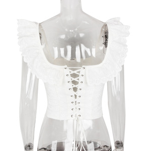 2025 Hot Girl Pure Allure Ropa de mujer Nuevo producto con borde con volantes Cuello cuadrado Sujetador de alambre <span class=keywords><strong>Top</strong></span> <span class=keywords><strong>blanco</strong></span> <span class=keywords><strong>sin</strong></span> <span class=keywords><strong>tirantes</strong></span> - Product Image 3
