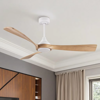 52 pouces d'économie d'énergie LED ventilateur de plafond éclairé télécommande finition en bois chambres climatisation ventilateur alimenté en courant continu pour chambres