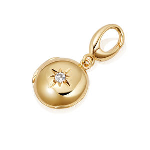 Emnel-colgante de plata de ley reciclada con forma de estrella, pulsera clásica de oro de 18 quilates con abalorio de piedra de nacimiento - Product Image 1