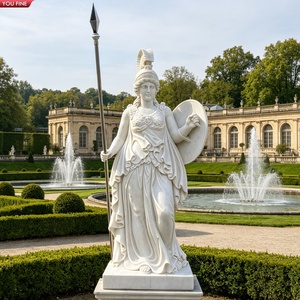 YOUFINE Statue <span class=keywords><strong>de</strong></span> la déesse Athéna en marbre blanc sculptée à la main avec casque, bouclier et lance, sculpture <span class=keywords><strong>de</strong></span> la mythologie grecque pour le <span class=keywords><strong>jardin</strong></span> - Product Image 4