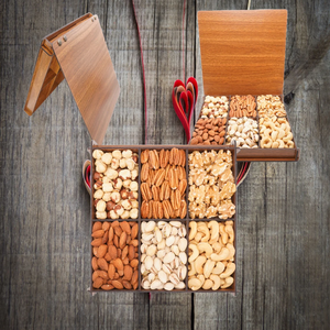 <span class=keywords><strong>Coppia</strong></span> presenta scatola di immagazzinaggio in legno di noce pieghevole a un solo livello cesto di cibo per mamma in legno di frutta secca Combo confezione <span class=keywords><strong>regalo</strong></span> - Product Image 4