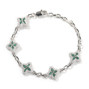 <span class=keywords><strong>Bracciale</strong></span> UWIN Piccolo con Zirconi Cubici <span class=keywords><strong>Rosa</strong></span> e Verdi, Catena a Maglie con Quadrifoglio in Zirconia Cubica 5A per Donne - Product Image 4