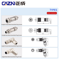 Conector alámbrico de montaje en campo M12 de código A, 6 pines, macho, hembra, tornillo recto, conector PG7 PG9 M12