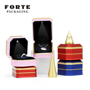 FORTE Luxury Handmade Custom Logo Color LED Jewelry Packaging Paint Ring Box and Pendant Box with LED Light - Product Image 4