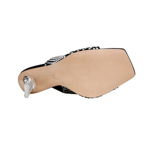 Bling Rhinestone Wedding Sandals Crystal Thin High Heel Open Toe Slides <b>Black</b> Women's Shoes Big Size 46 - Product Image 3