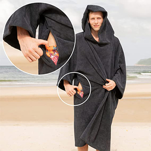 Combinaison sèche originale d'usine, serviette à langer, poche, <span class=keywords><strong>Surf</strong></span>, plage, natation, vêtements d'extérieur, <span class=keywords><strong>Poncho</strong></span> de <span class=keywords><strong>Surf</strong></span> avec capuche - Product Image 4