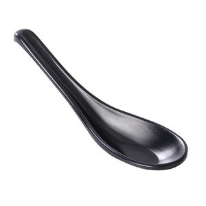 ช้อนรับประทานอาหารช้อนพลาสติกเคลือบเงาสำหรับซุปข้าวใช้ซ้ำได้สีดำแบบปรับแต่งได้สไตล์ญี่ปุ่นขนาดใหญ่ - Product Image 1