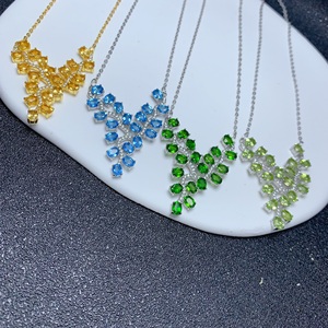 925 Sterling Silver Của Phụ Nữ Quyến Rũ Tự Nhiên Topaz Đá Quý Với Lá Men Mạ Vàng Mặt Dây Chuyền Vòng Cổ Giá Tốt - Product Image 4