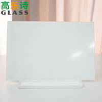 Tableau blanc magnétique effaçable à sec en verre trempé dépoli de 4 mm d'épaisseur, 20x30 cm, avec support multi-angles intégré et marqueur