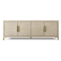 Console classique de style de luxe Mobilier d'intérieur Graydon Shagreen 4 portes Media Console Tables