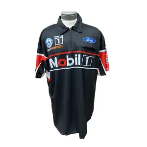 Özel logo işlemeli gömlek Polyester nakış kısa kollu yarış ekibi gömlek yarış çukur ekip F1 gömlek