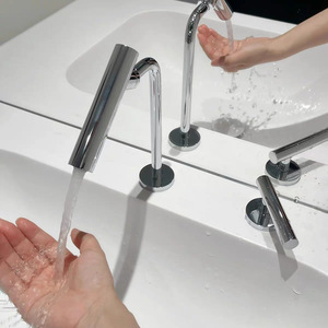 Minimalist All Copper Dual Handle Basin Faucet <b>Deck</b> Mounted 2 Holes Ceramic Valve Core Universal Rotating Spout - Product Image 1