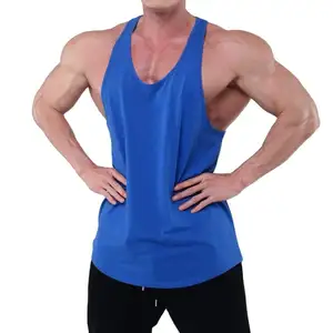 למעלה איכות גברים ספורט חדר כושר tanktops פיתוח גוף גופיית כותנה/Polyster כושר וסטים הדרכה איש גופיית