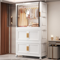 Armoire de Rangement en Plastique à Double Porte, Pliable, Peu Encombrante, Portable, Grand Modèle de Luxe Léger, pour Placard, Vente en Gros