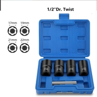 5 pièces 1/2 "écrous endommagés usés enlevant l'ensemble de douilles torsadées extracteur séparateur ensemble d'outils de douilles à impact