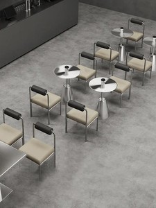 Table à manger commerciale de style industriel ensemble de chaises en acier inoxydable canapé-stand mural pour magasins de thé au lait ou restaurants - Product Image 5
