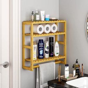 Nuevo producto transfronterizo: Estante para baño, estante de pared para cosméticos y perfumes, estante de bambú y madera. - Product Image 1