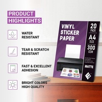 Papier adhésif imprimable jet d'encre blanc autocollant en vinyle PP brillant imperméable