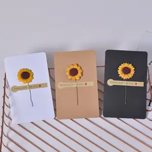 Cartes de vœux créatives avec fleurs séchées pour mariage, fête des enseignants, Saint-Valentin, remerciement, carte de bénédiction manuscrite en papier - Product Image 1