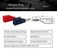 Cable de Conector Banana de 4 mm de Alta Corriente, Sin Soldadura, de Cobre Sólido, con Conector Banana de 4 mm en la Parte Posterior