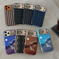 Casing Ponsel Magnetik Serat Karbon Asli untuk iPhone 18 17 16 15 Pro Max dengan Tekstur Garis Burung Seagull
