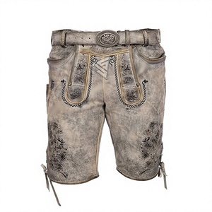 Shorts Lederhosen pour Hommes de Haute Qualité, Costume Bavarois pour l'Oktoberfest, 100% Cuir de Chèvre Suédé, Solide et Décontracté - Product Image 1